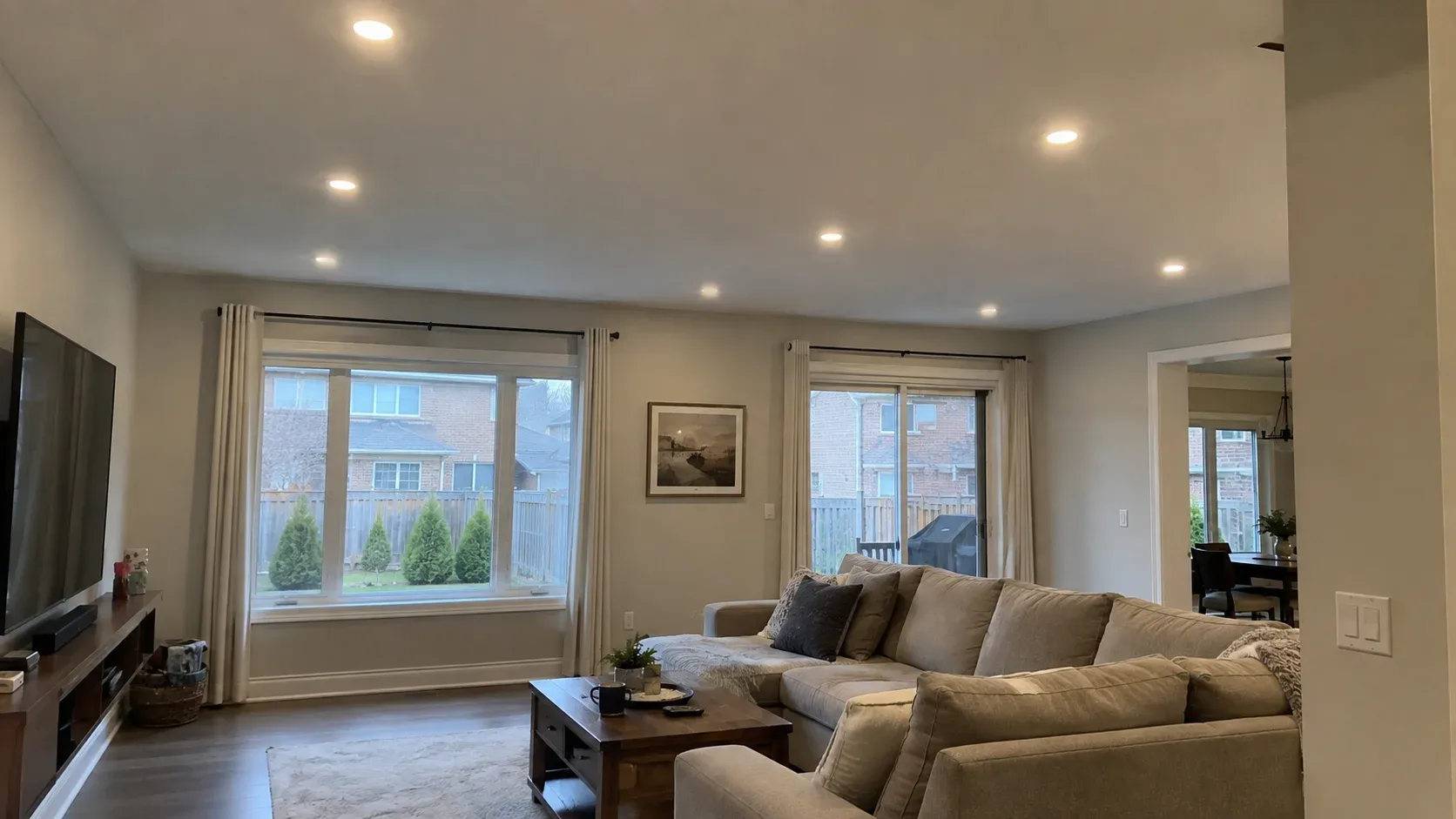 Pot light installation in a finished Milton living room